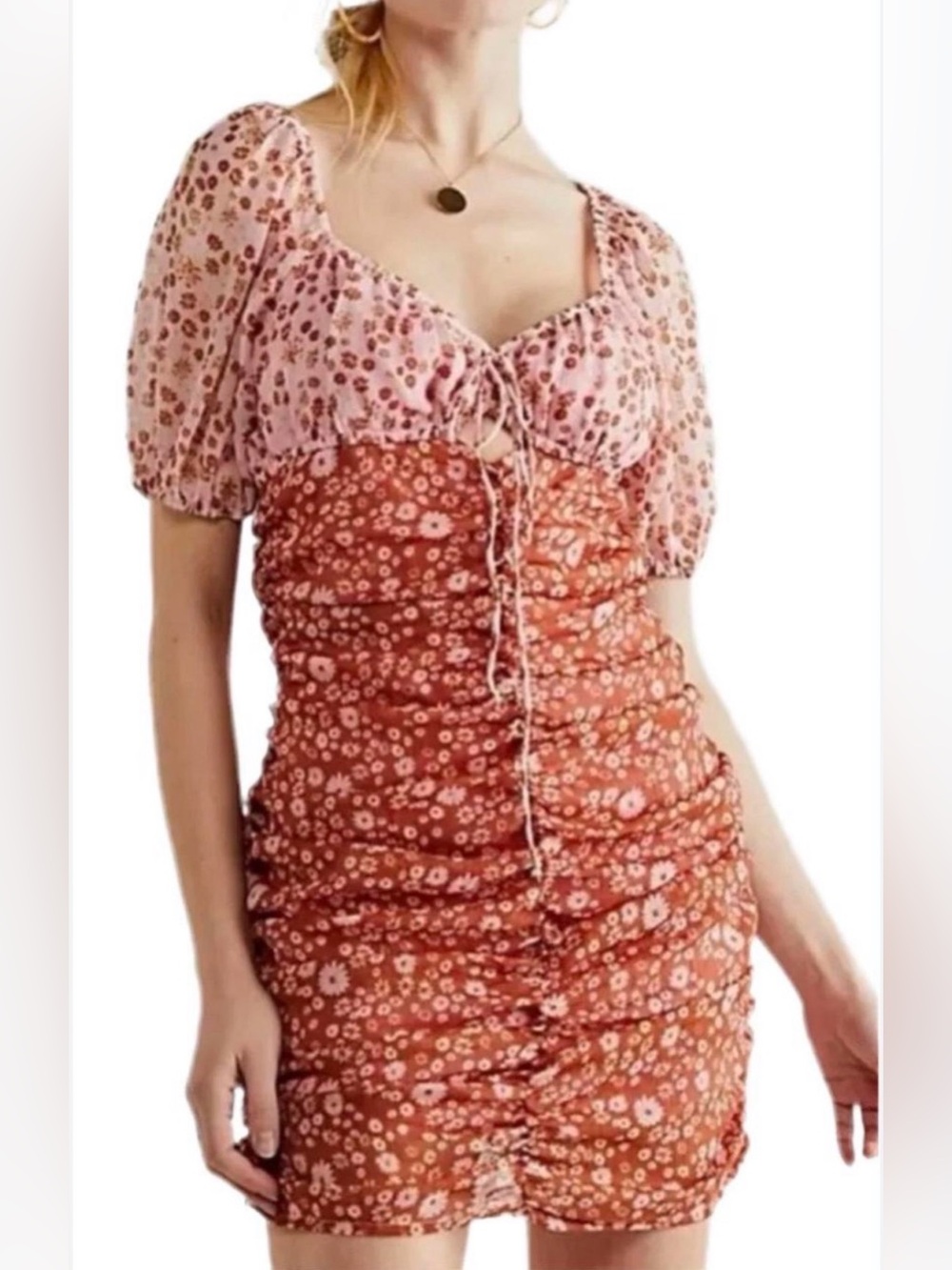 Free People Floral Scrunch Dress NWOT